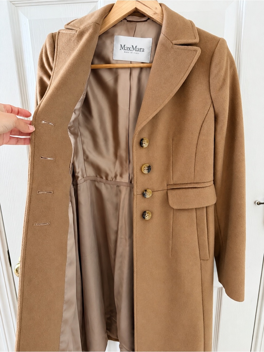 MaxMara Camel Virgin Wool Angora Tailored Coat US 4 IT 38 - Picture 4 of 11